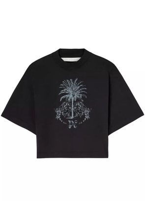 Palm Angels Palms Pencil cotton cropped top - Black
