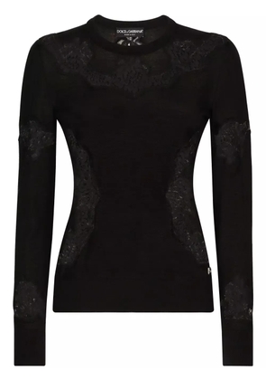 Dolce & Gabbana DNA lace-embroidered crew-neck jumper - Black