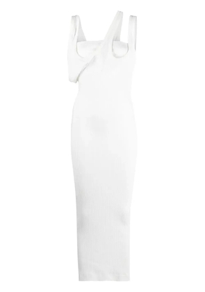 The Attico asymmetric-neckline ribbed dress - White