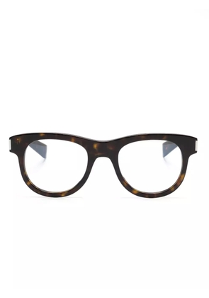 Saint Laurent Eyewear tortoiseshell-effect round-frame glasses - Brown
