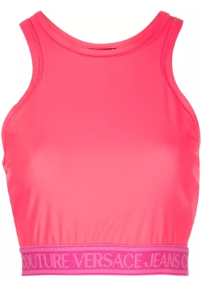 Versace Jeans Couture logo-jacquard jersey crop top - Pink