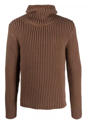 Lanvin ribbed-knit hooded jumper - Brown