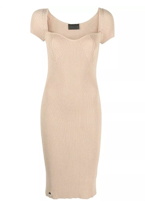 Philipp Plein rib-knit midi dress - Neutrals