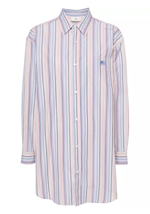 ETRO Pegaso-embroidered striped shirt - Blue