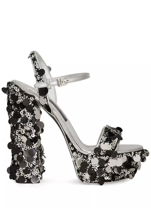 Dolce & Gabbana 105mm sequinned sandals - Silver