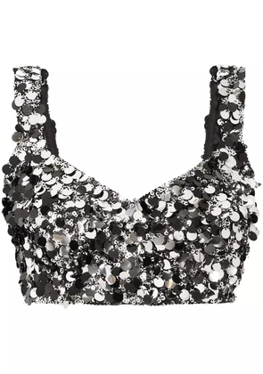 Dolce & Gabbana sequin-embellished cropped top - Silver