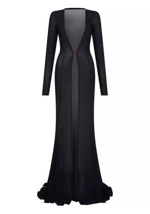 Let's Swim logo-shark mesh maxi dress - Black