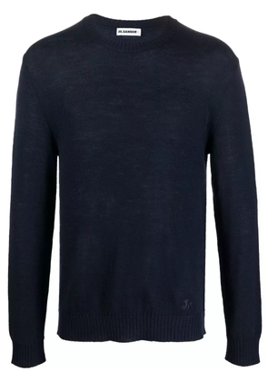 Jil Sander embroidered-logo crew neck jumper - Blue