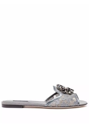 Dolce & Gabbana Rainbow Lace brooch-detail sandals - Grey