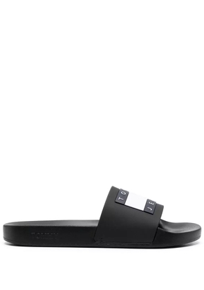 Tommy Jeans logo-badge pool slides - Black