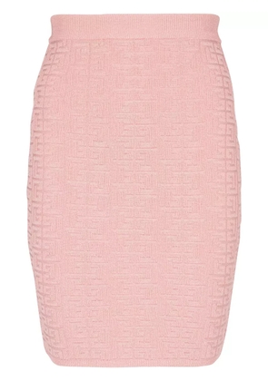 Balmain PB-intarsia knitted mini skirt - Pink