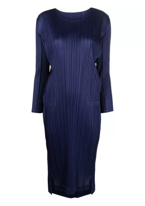 Pleats Please Issey Miyake pleated long-sleeve midi dress - Blue
