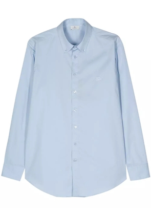 ETRO Pegaso-embroidered cotton shirt - Blue