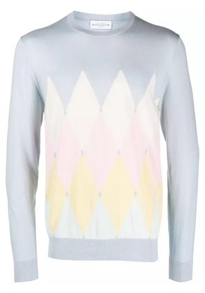 Ballantyne geometric-print fine-knit jumper - Blue