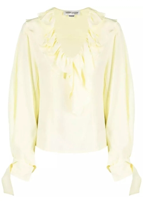 Victoria Beckham ruffled V-neck silk blouse - Yellow