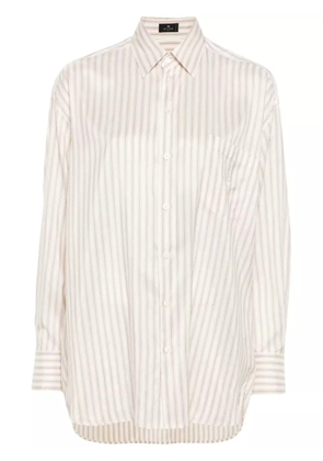 ETRO Pegaso-embroidered striped shirt - White