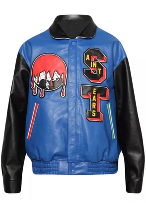 SAINT MXXXXXX x Denim Tears leather varsity jacket - Black