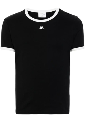 Courrèges Contrast cotton T-shirt - Black
