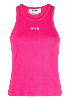 MSGM embroidered-logo ribbed tank top - Pink