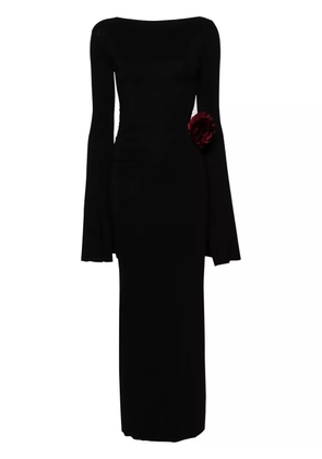 MANURÍ floral-appliqué jersey maxi dress - Black