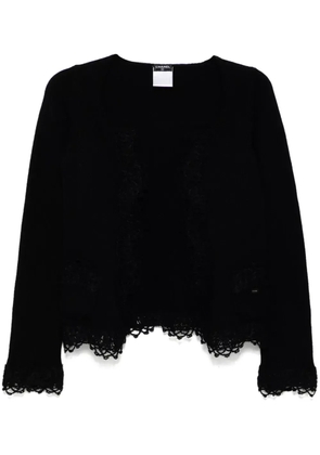CHANEL Pre-Owned 1990-2000s lace detailing cardigan - Black
