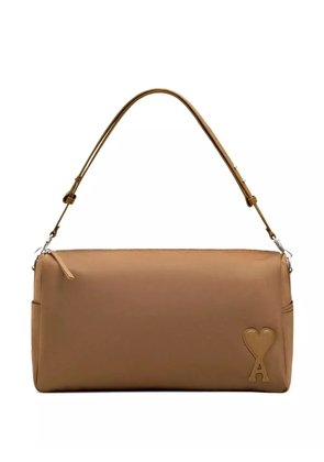 AMI Paris heart-patch shoulder bag - Brown