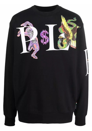 Philipp Plein graphic-print cotton sweatshirt - Black