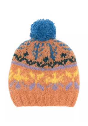 FRANTIC Fairisle pom-pom beanie hat - Orange