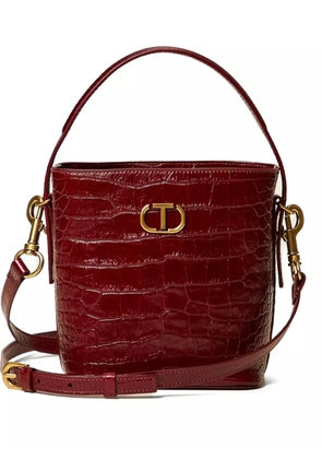 TWINSET crocodile-effect bucket bag - Red