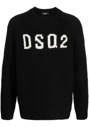 DSQUARED2 logo intarsia-knit wool jumper - Black
