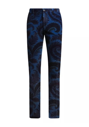 ETRO ribbed foliage trousers - Blue