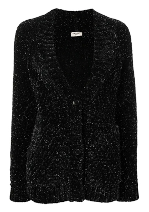 Saint Laurent metallic v-neck cardigan - Black