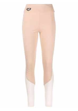 Philipp Plein stud-detail sheer-paneling leggings - Neutrals
