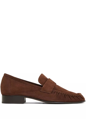 Mansur Gavriel ruched suede loafers - Brown