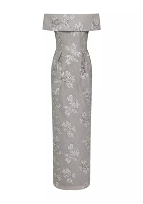 Rebecca Vallance Ruth off-shoulder floral gown - Silver