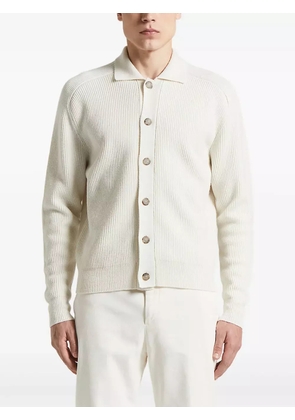Peserico ribbed polo-neck cardigan - White