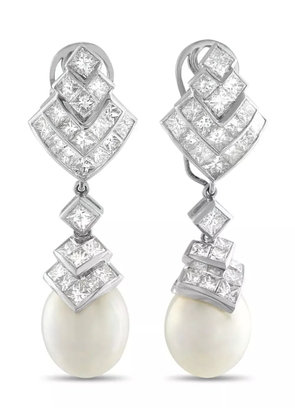 LB Exclusive 18K white gold diamond and pearl earrings - Silver