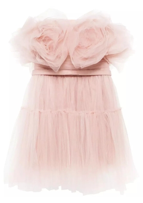 Ana Radu floral-appliqué tulle mini dress - Pink