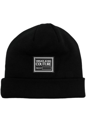 Versace Jeans Couture logo-patch turn-up brim beanie - Black