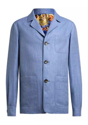 ETRO three-button patch-pocket linen jacket - Blue