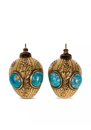 ETRO floral-etched opal earrings - Gold