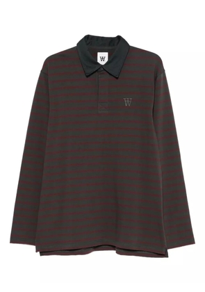 Wood Wood striped long-sleeve polo shirt - Grey