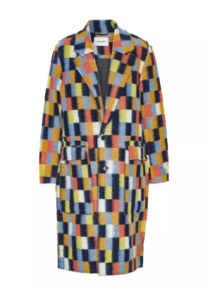 Henrik Vibskov square-motif single-breasted coat - Brown