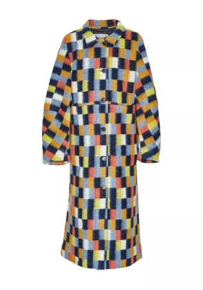 Henrik Vibskov square-motif single-breasted coat - Brown