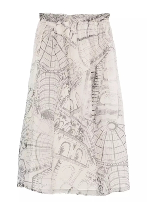 Paul & Joe graphic-print silk skirt - White