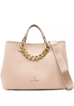 Braccialini chain-detail leather tote bag - Neutrals
