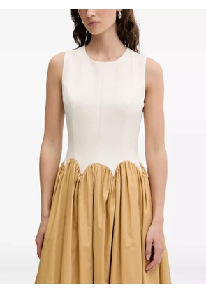 NEVER FULLY DRESSED Monika scalloped-detail midi dress - Neutrals