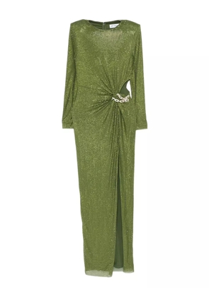 Self-Portrait rhinestone-embellished chain-detail maxi dress - Green