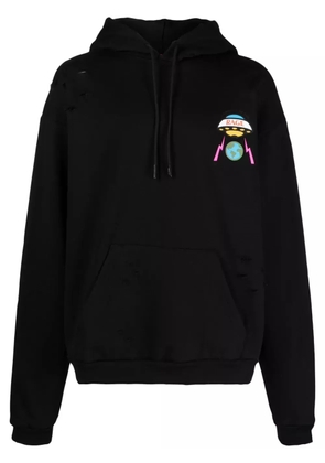 MEMBERS OF THE RAGE logo-print distressed cotton hoodie - Black