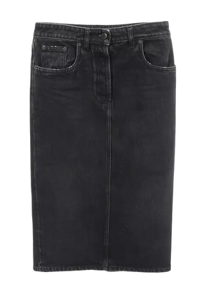 Prada Pre-Owned triangle-logo denim midi skirt - Black